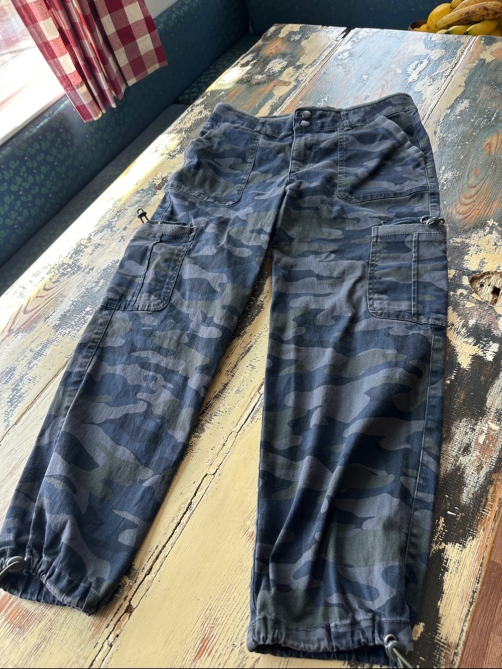 Democracy Blue Camo Pull-On Ankle Cargo Jeans - Picture 2 of 5